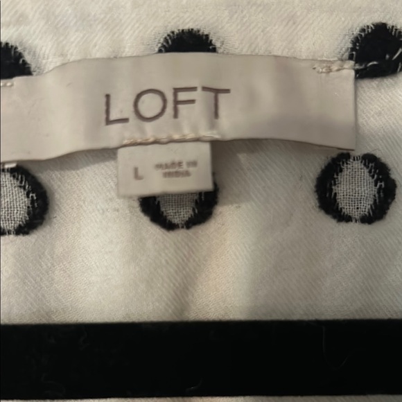 LOFT Cream Blouse with Black Polka Dots - Picture 3 of 3